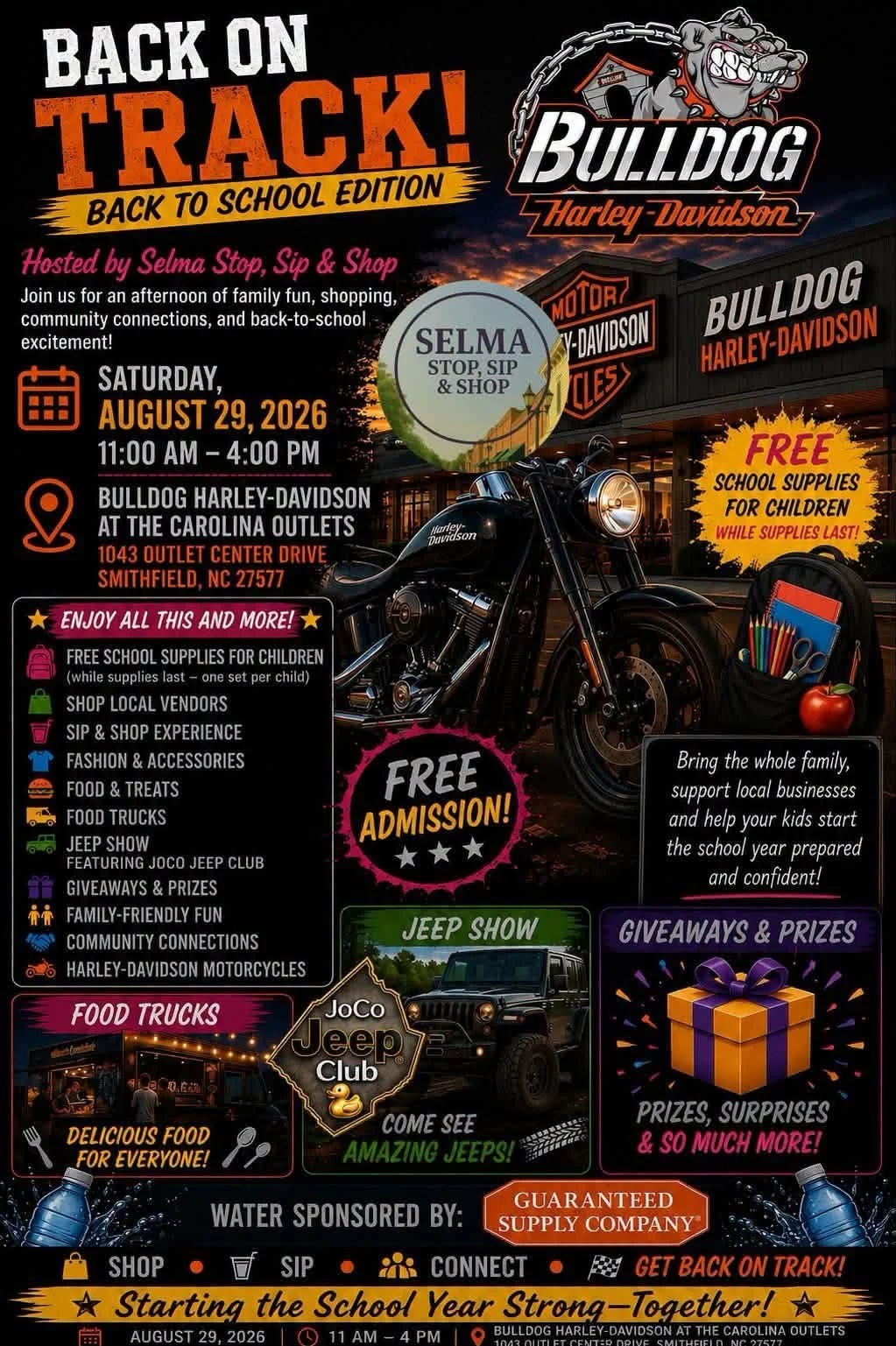 Back on Track Back to School Edition event flyer for August 29, 2026