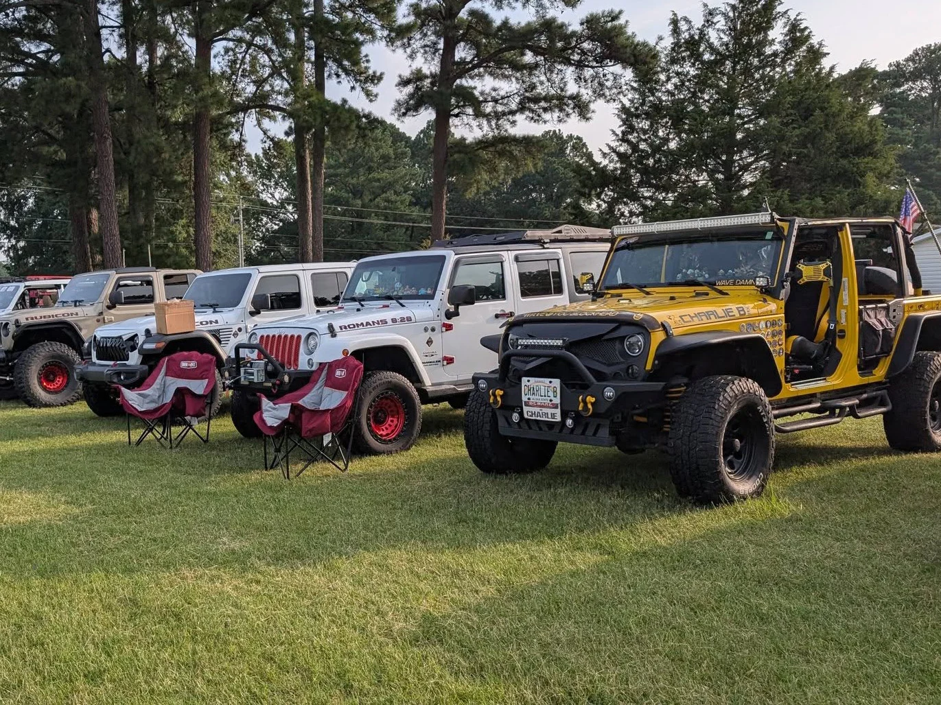 JoCo Jeep Club member Jeeps gathered in Johnston County, North Carolina